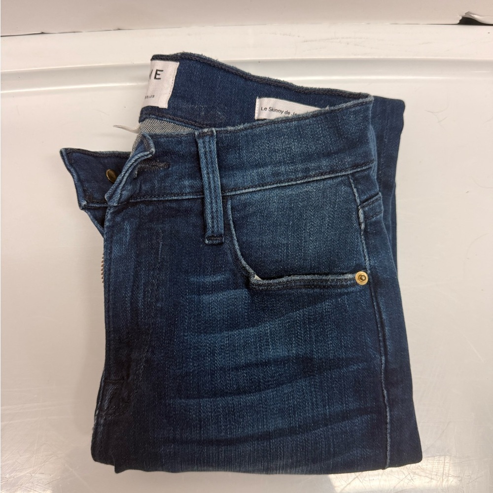 Frame Denim Dark Blue Cropped Skinny Jeans - Picture 2 of 5